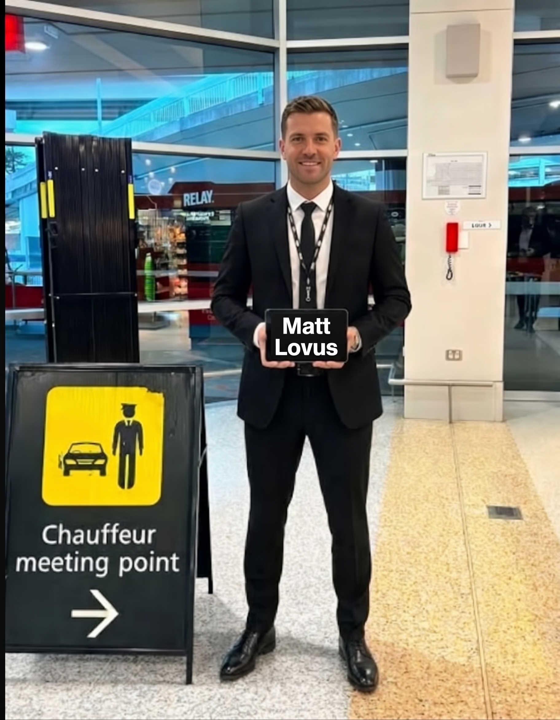 Chauffeur holding a name sign at Melbourne Airport for a private pickup