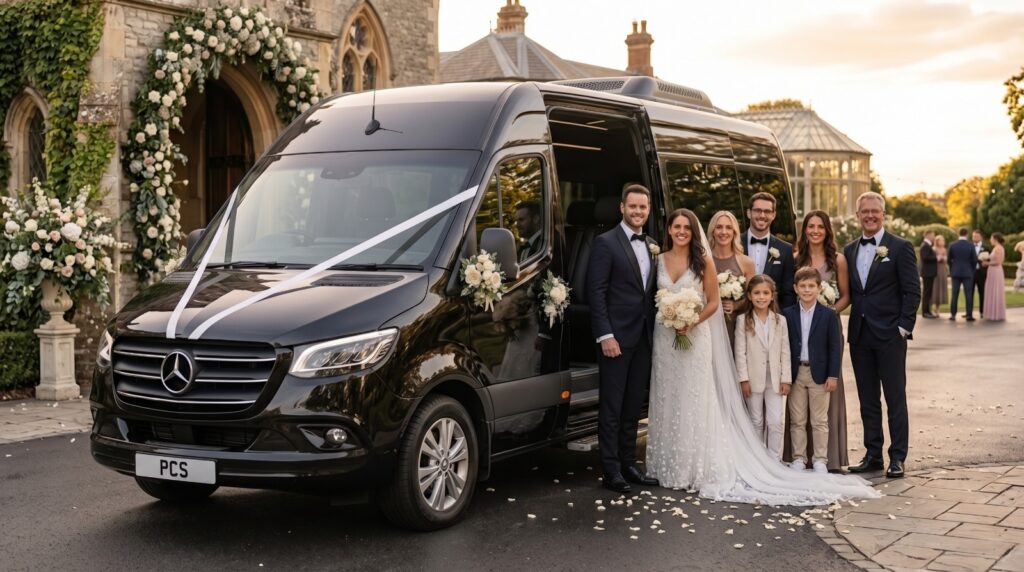 Hire Mercedes benz sprinter for wedding chauffeur service